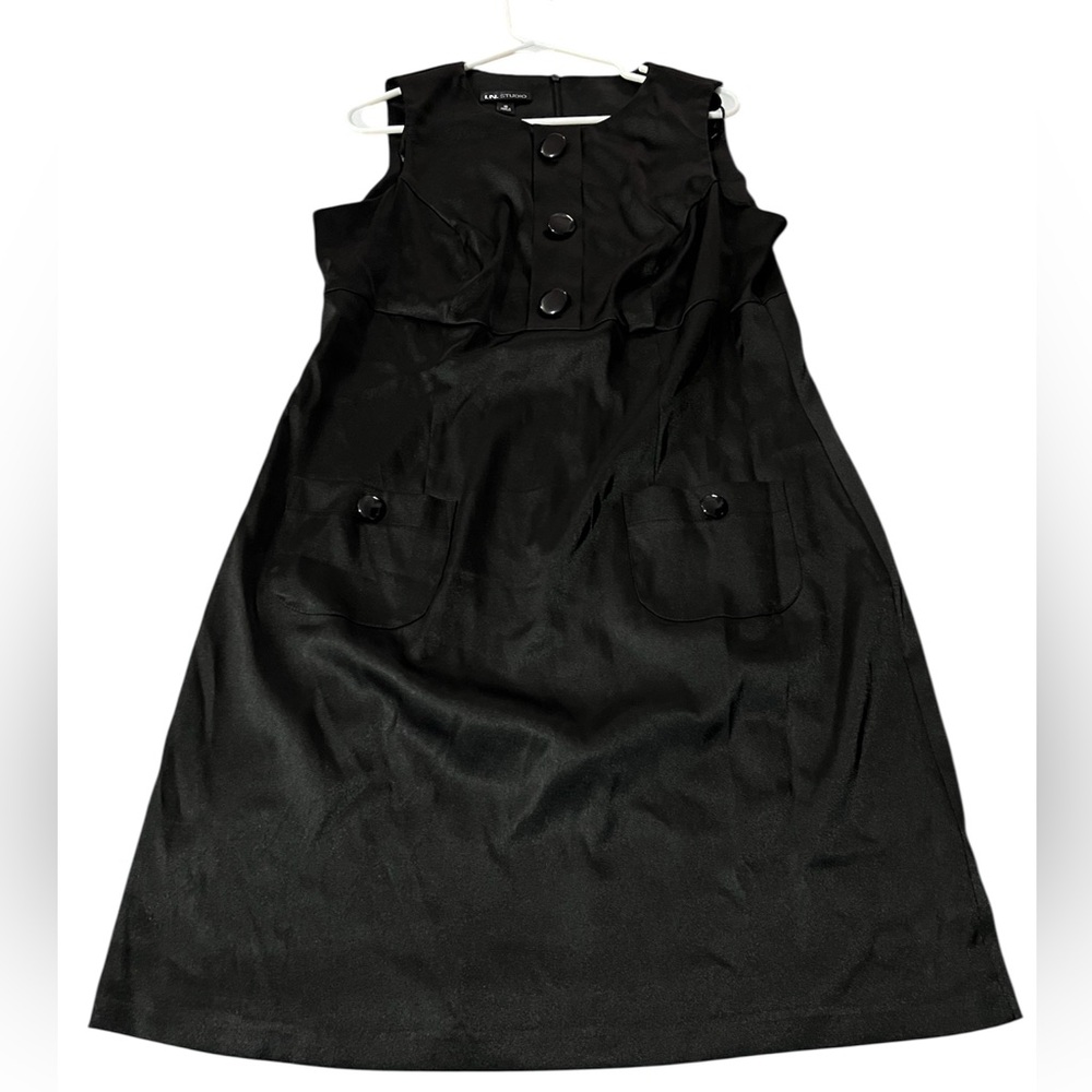 I.N. Studio Black Dress with Button Accent